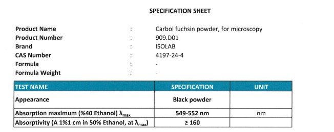 ISOLAB Carbol Fuchsin Powder For Microscopy